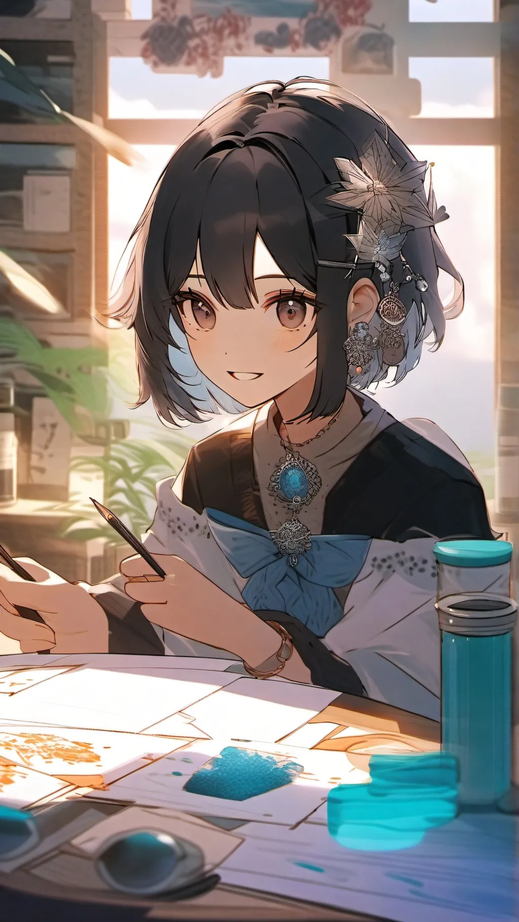 ai character: Little dumb girl  background