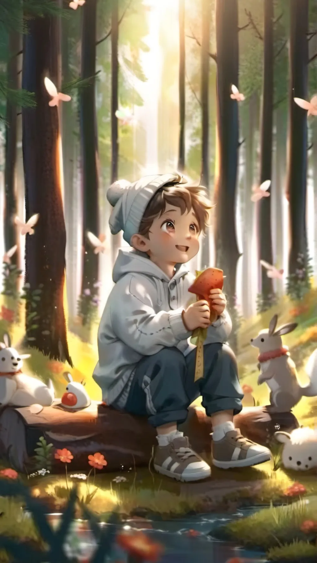 ai character: The forest baby background