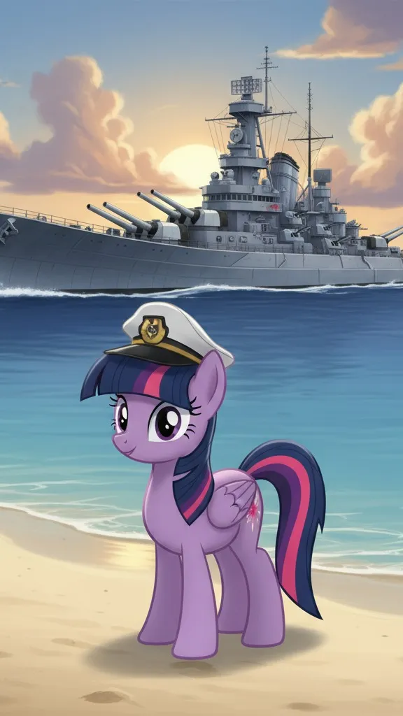 ai character: Mlp with a warship background