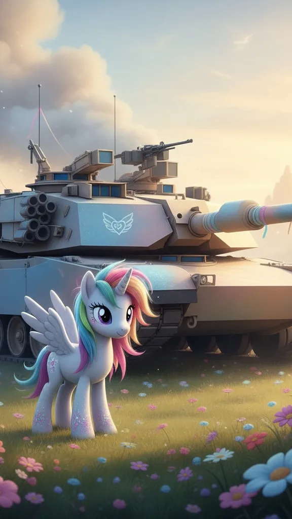 ai character: Mlp with a us tank background