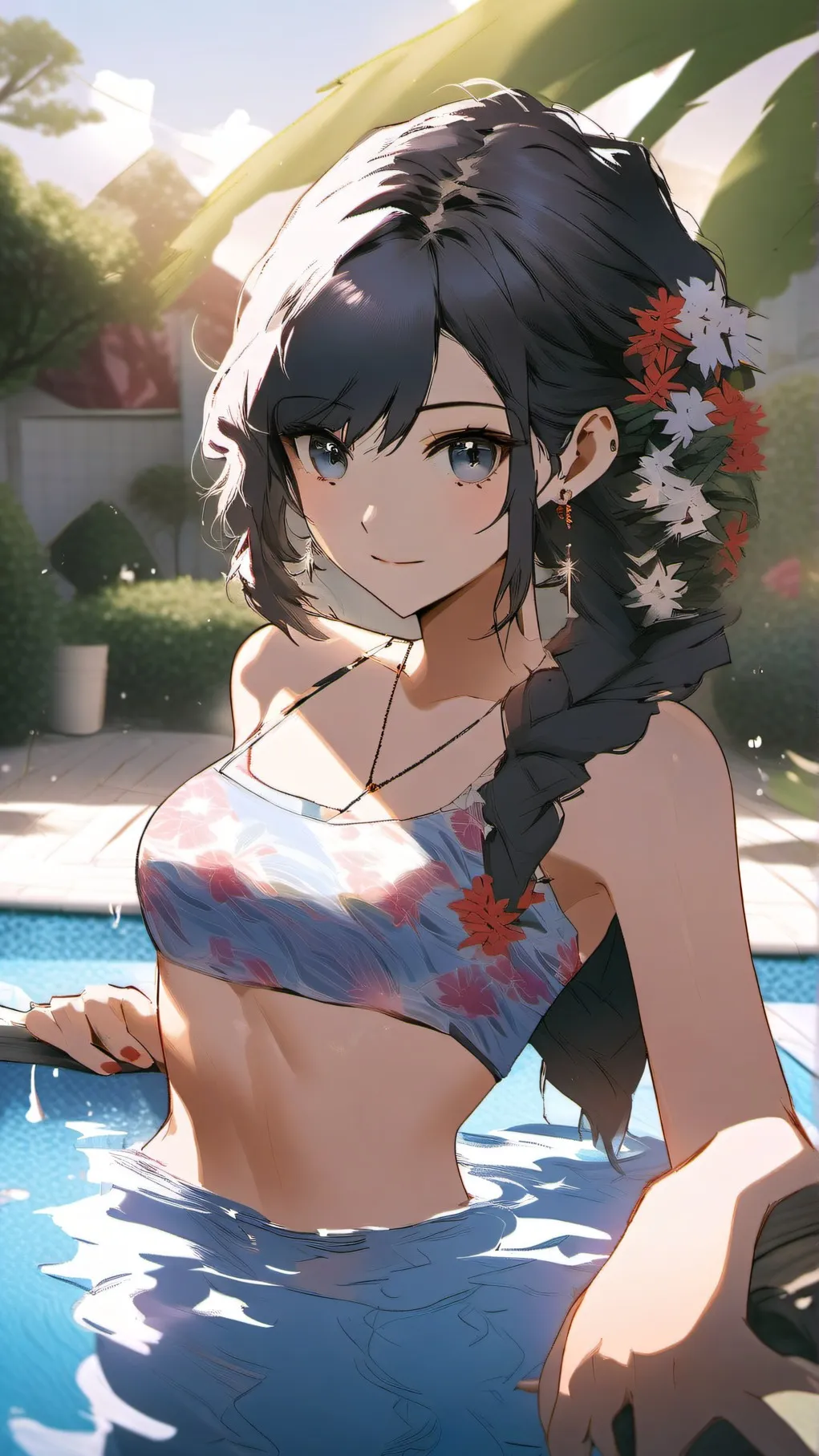 ai character: pool party background
