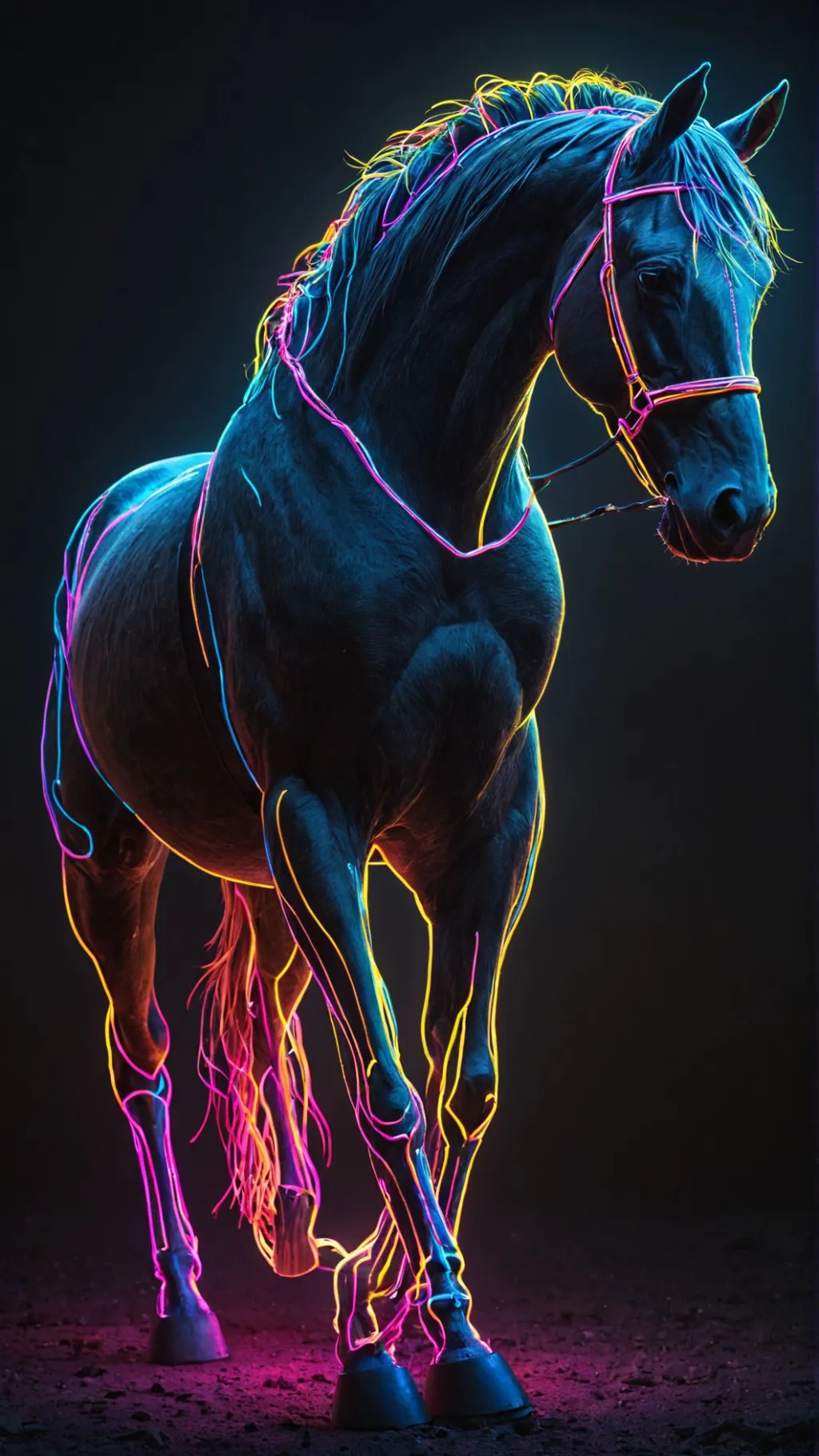 ai character: Neon background