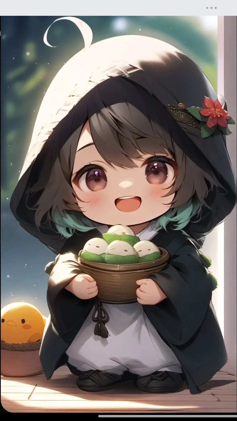 ai character: Mochi  baby shop background