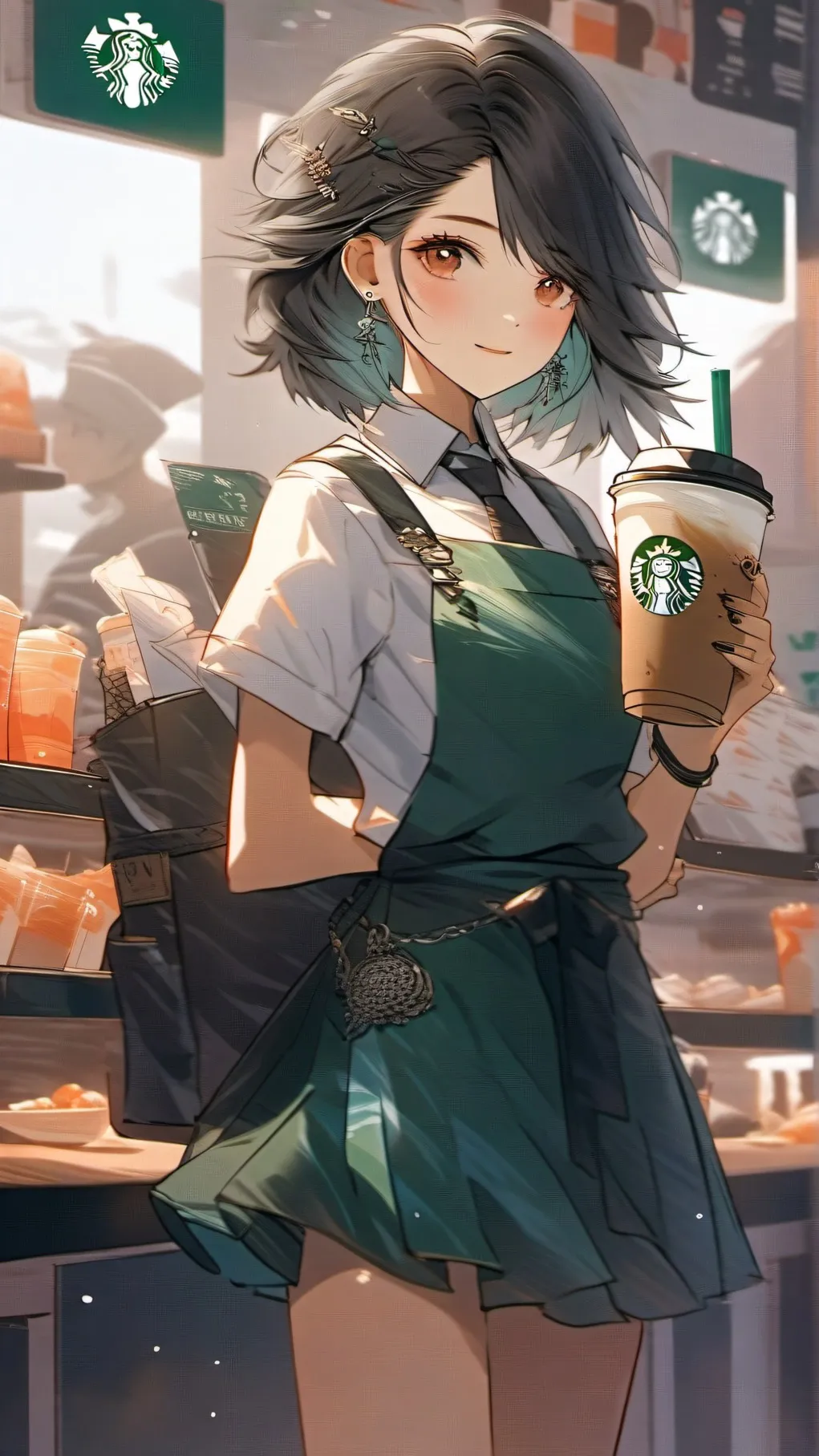 ai character: ~Starbucks worker~ background