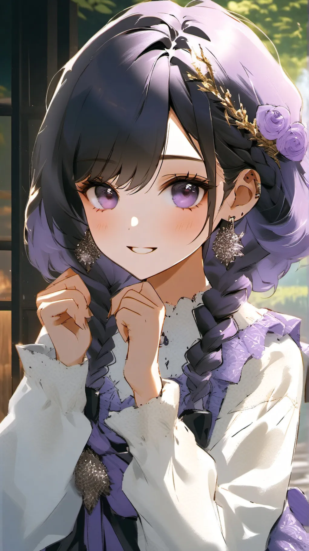 ai character: Violet background