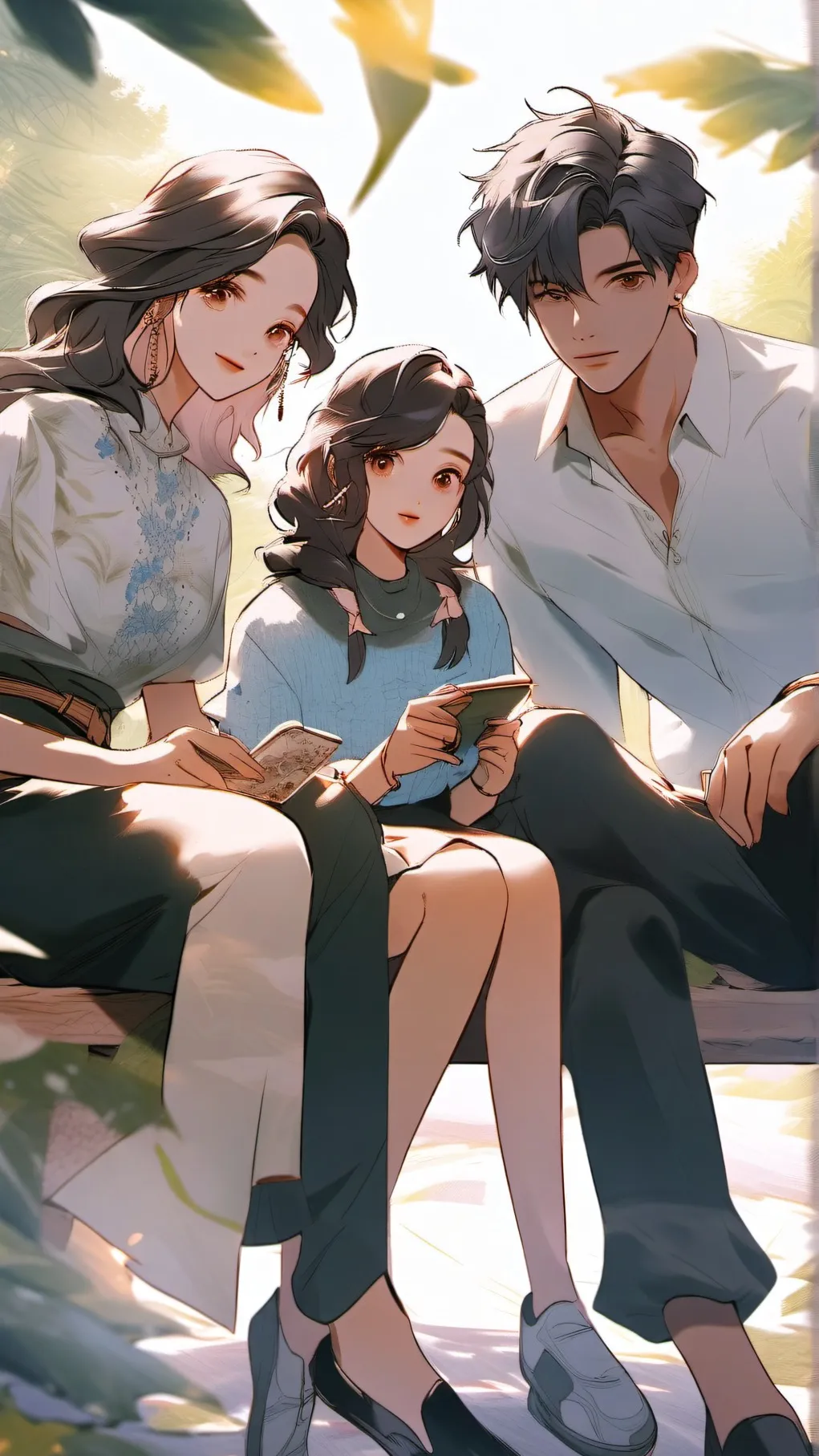 ai character: Mia,Lara,and zach background