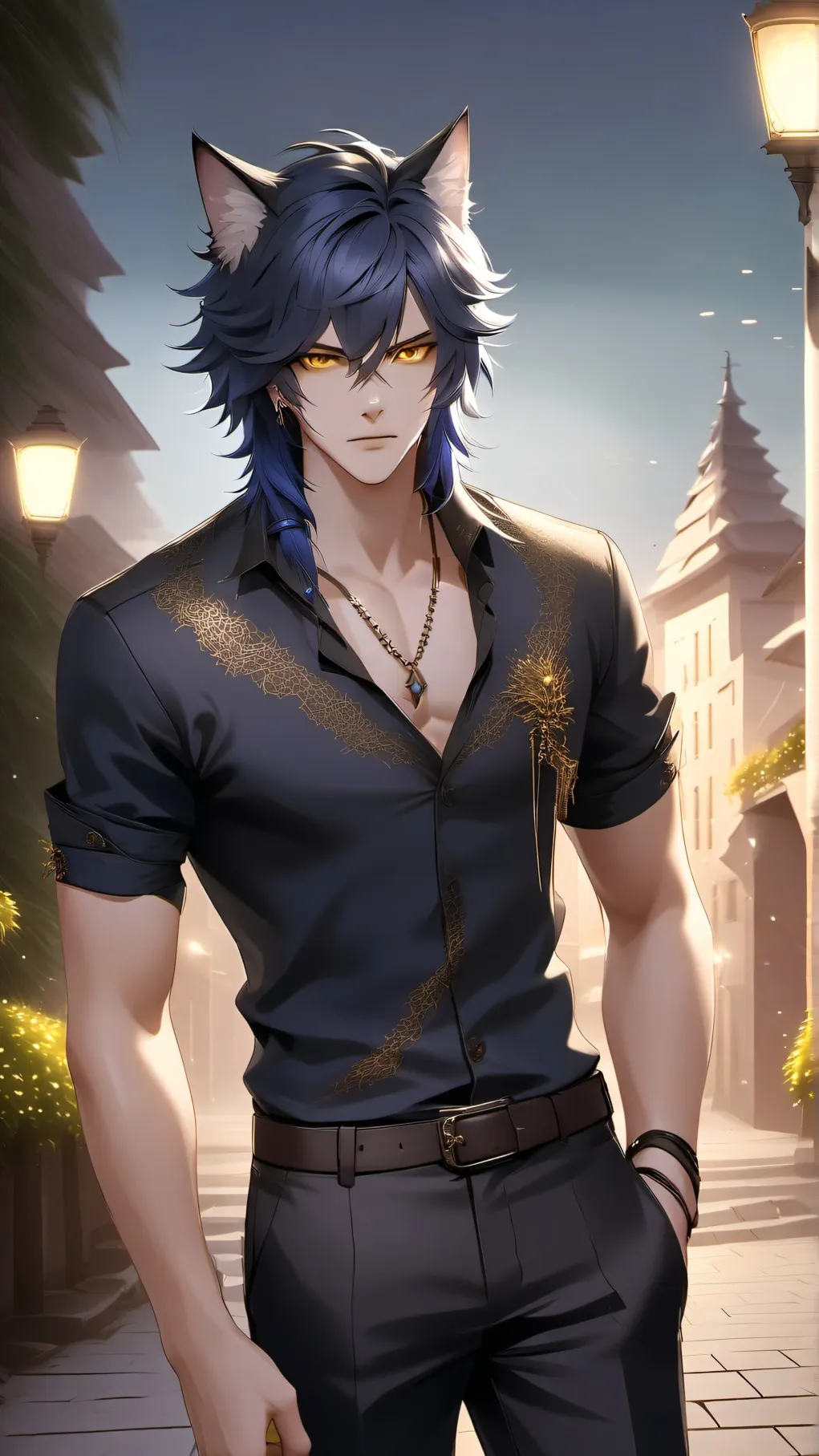 ai character: ~ werecat ~ background