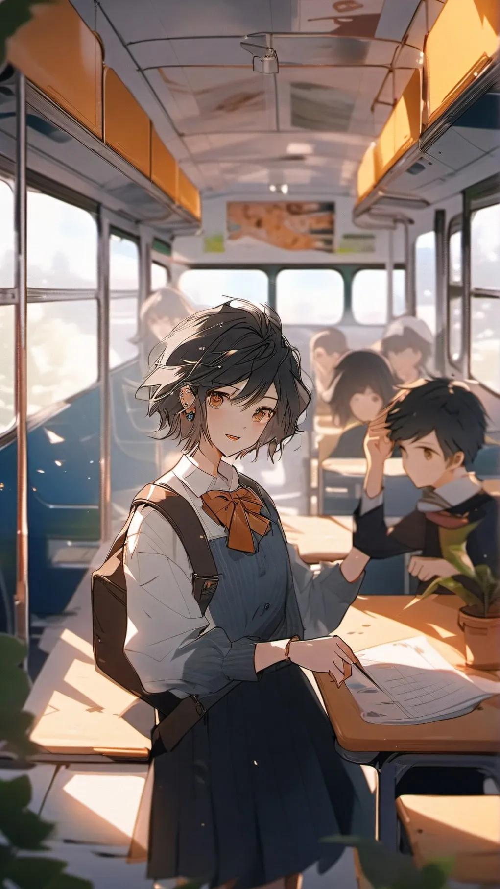 ai character: school trip  background