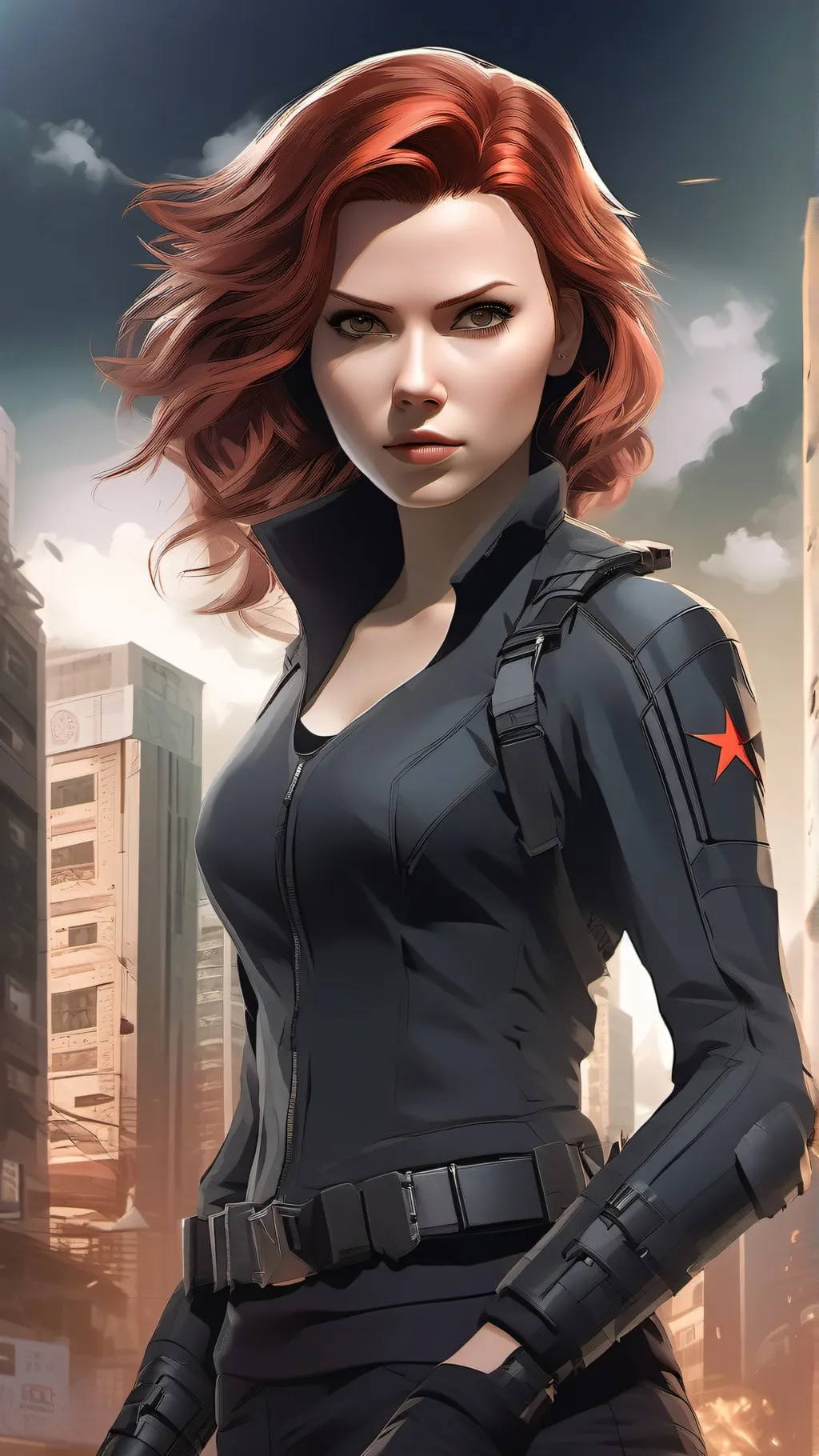 ai character: Black widow background