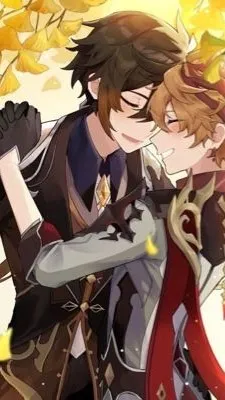 ai character: childe x Zhongli background