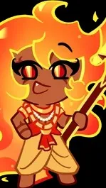 ai character: Flaming spice cuki background