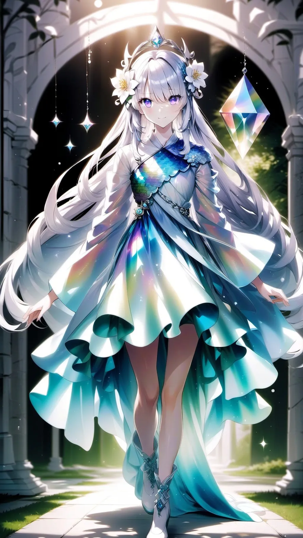 ai character: Violet background