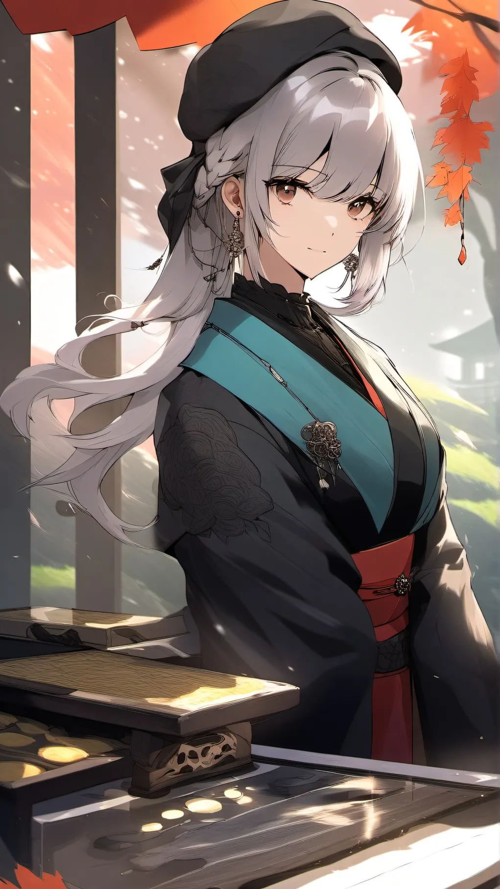 ai character: Girl in the kimono background