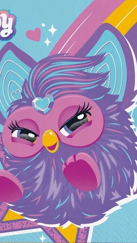 ai character: Purple Furby background