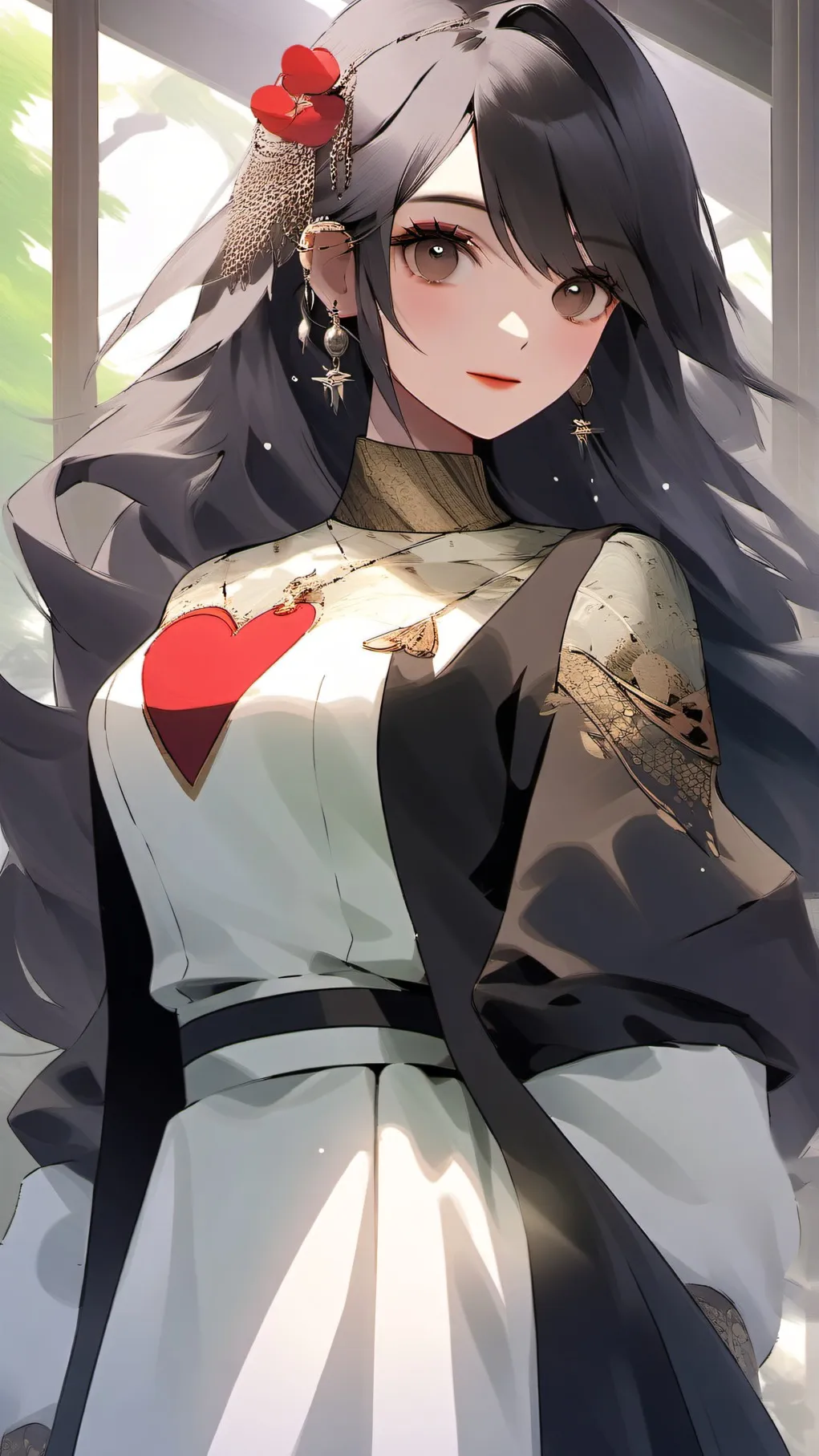 ai character: hearts background