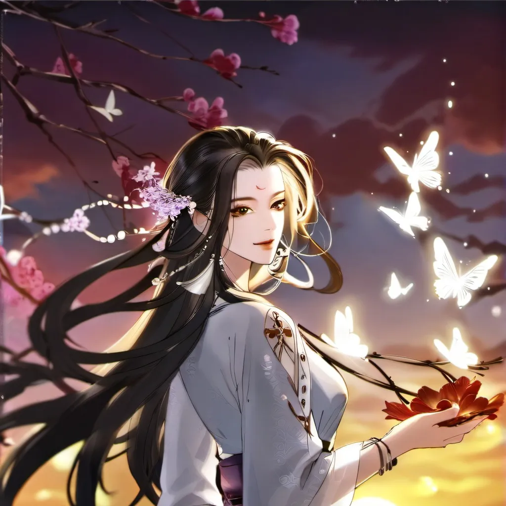 chat with ai character: 蝶の女性