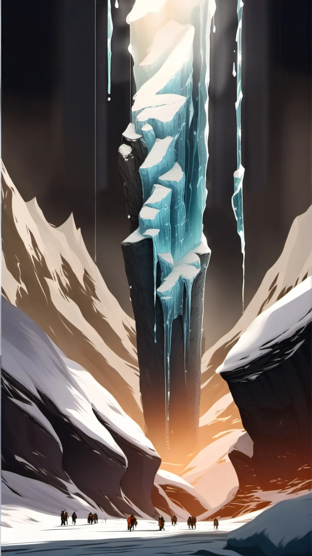 ai character: Titanic ice burg  background