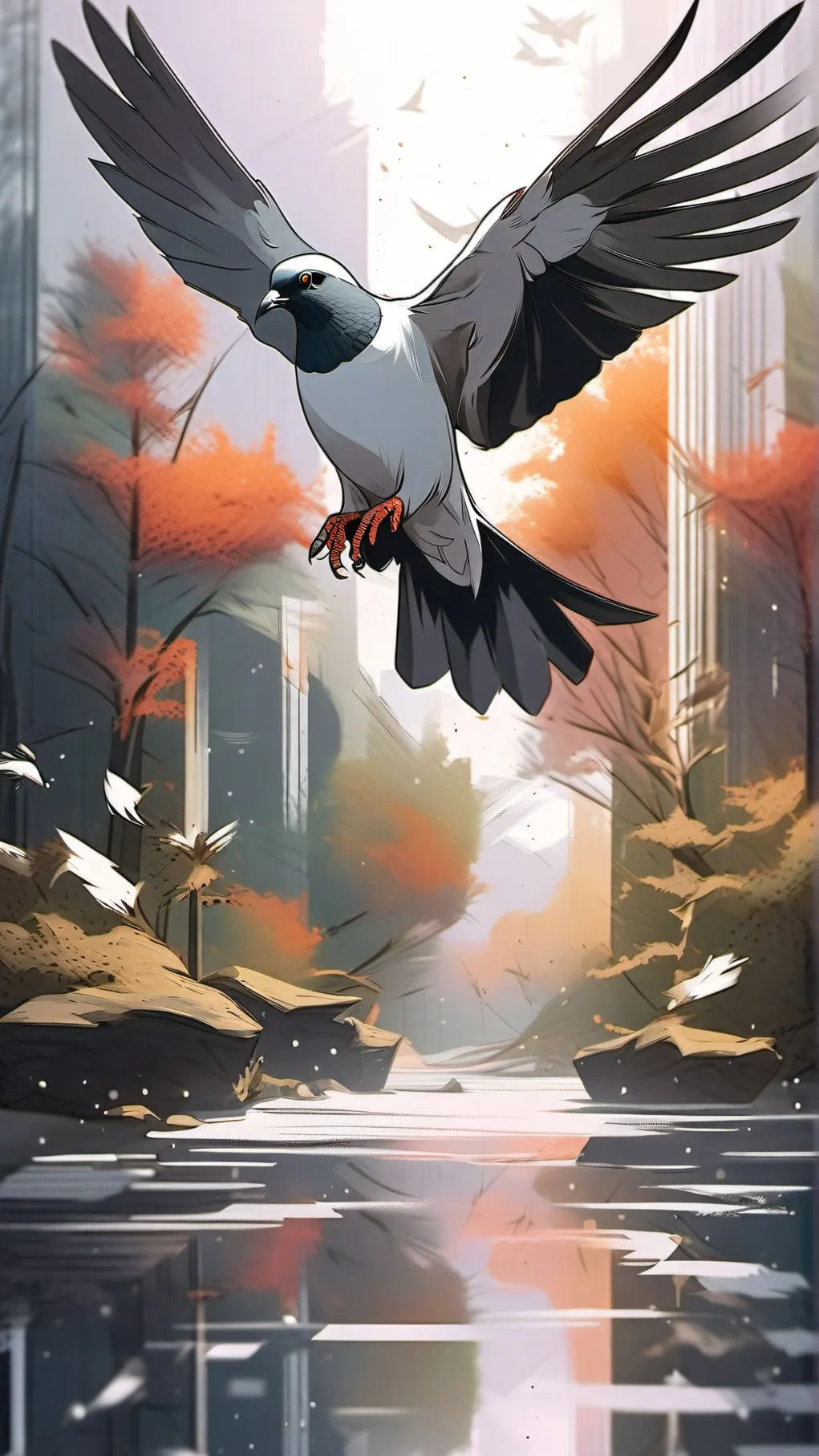 ai character: Hyunjin crow bird background