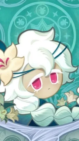 ai character: white lily cookie background