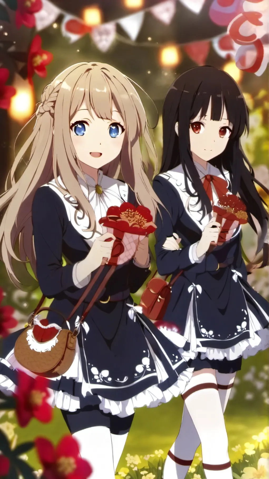 ai character: two of girls. background