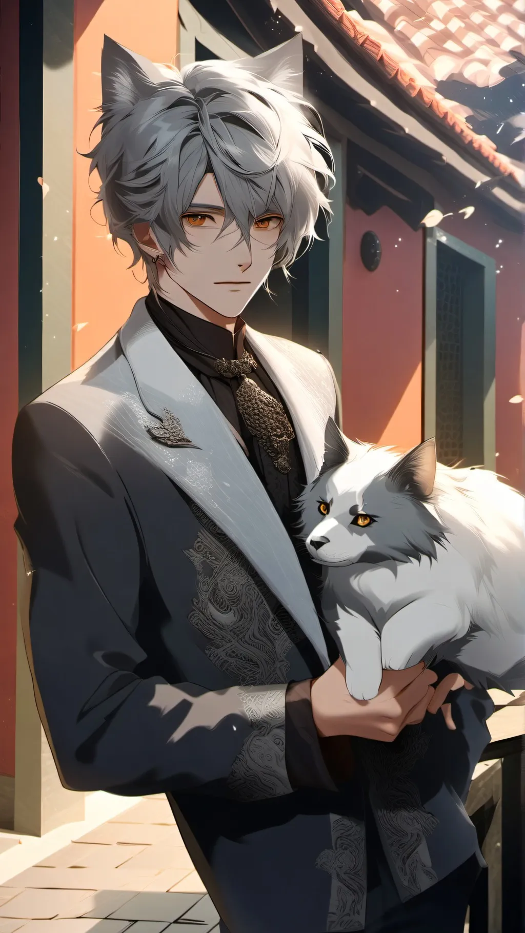 ai character: wenda and sky  background