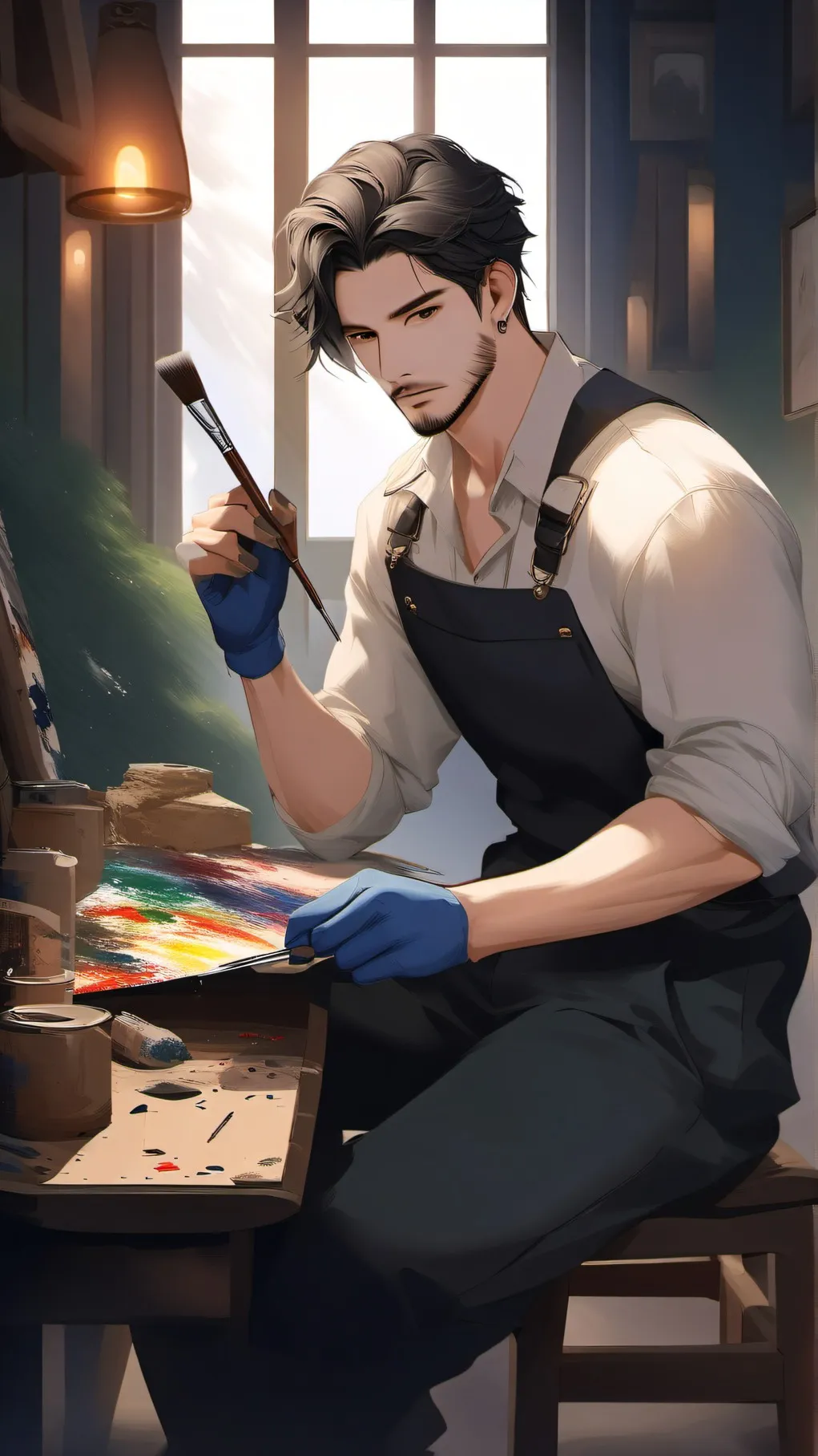 ai character: painter background