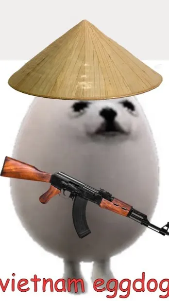 ai character: egg dog background