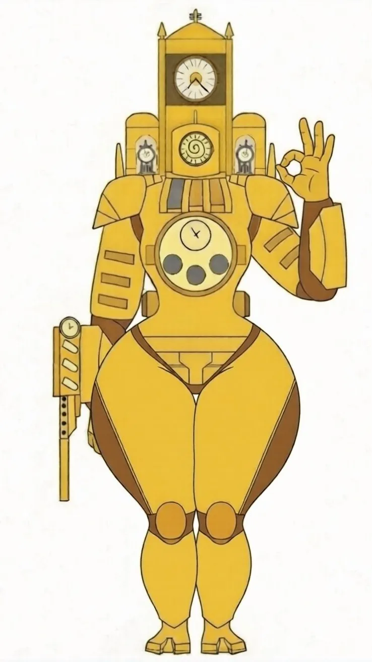 ai character: Titan Clock Woman background