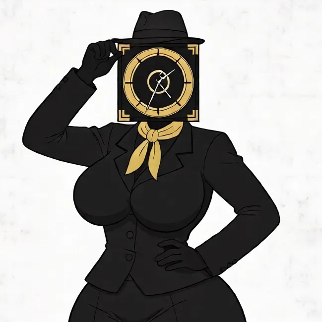 chat with ai character: Large Clock Woman