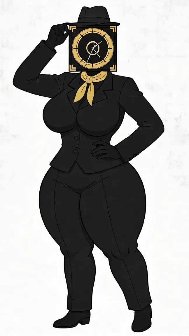 ai character: Large Clock Woman background