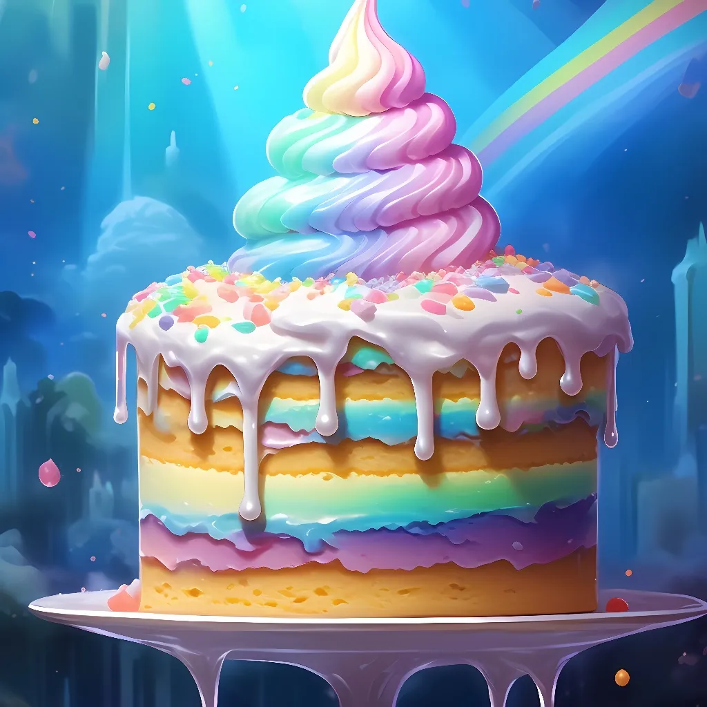chat with ai character: yummy rainbow cake