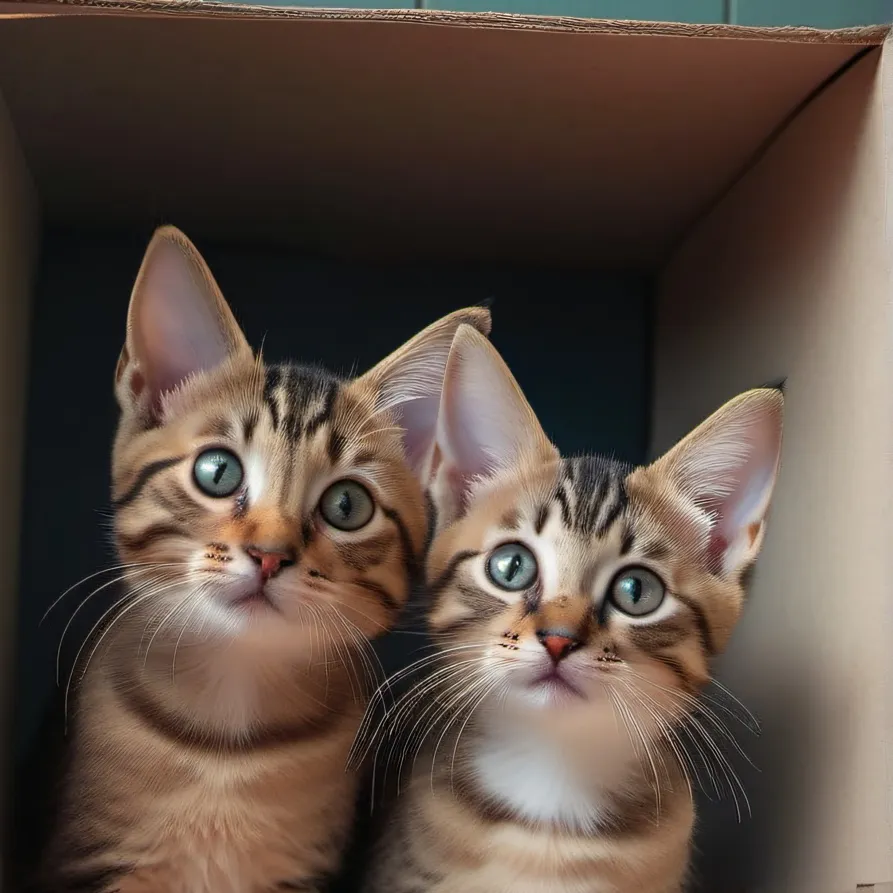 chat with ai character: 2 kittens, one box