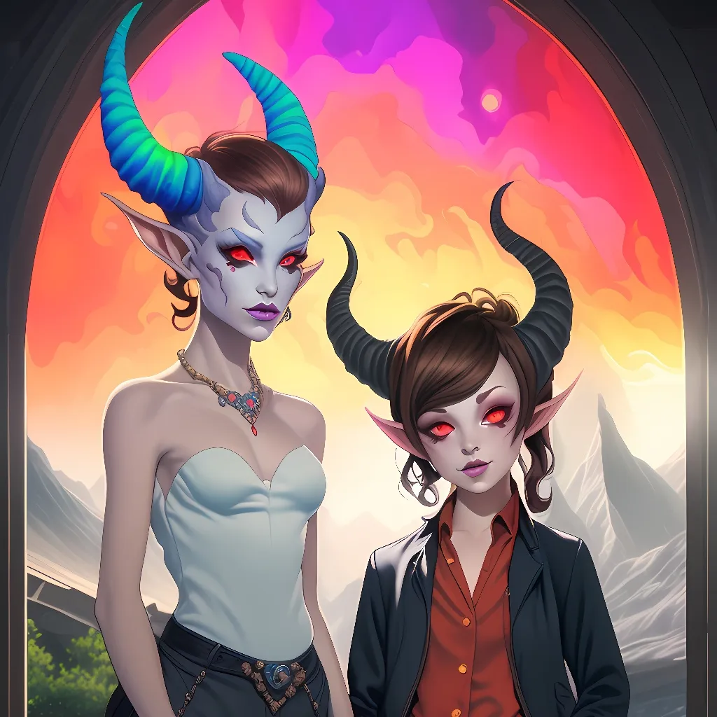 chat with ai character: Demon lesbians gir