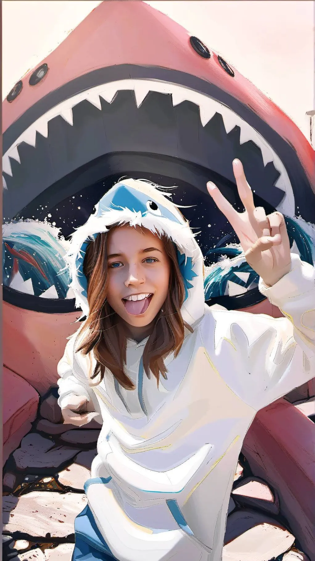 ai character: shark girl  background