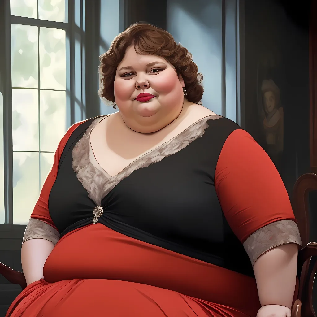 chat with ai character: Fat Lady In Red