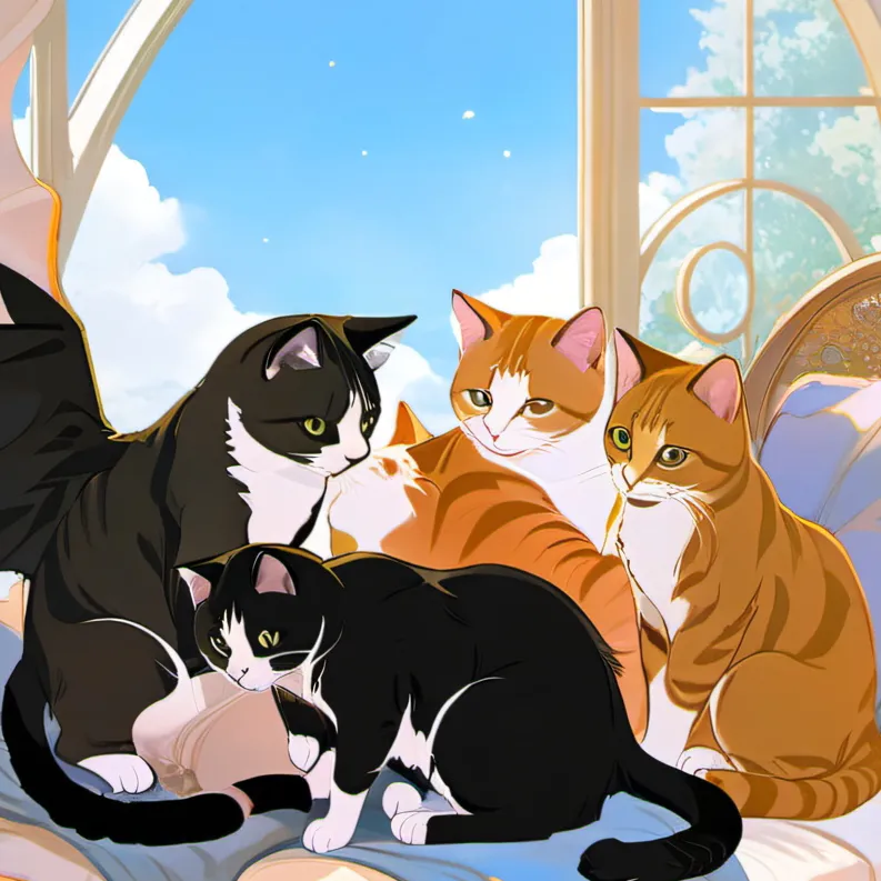 chat with ai character: Rex and kittens