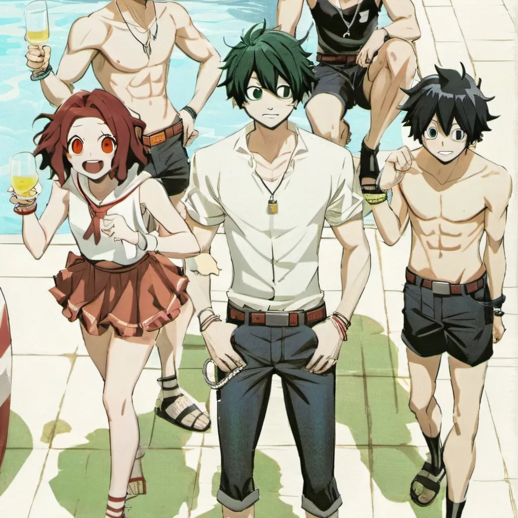 chat with ai character: mha pool party