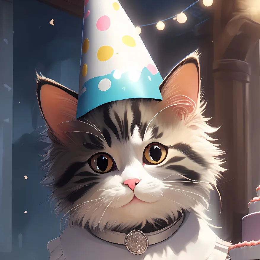 chat with ai character: Birthday cat