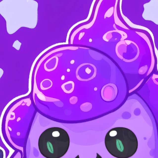 chat with ai character: purple slimepup