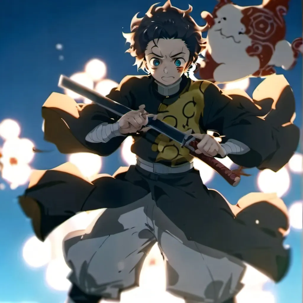 chat with ai character: Tanjiro with a gun