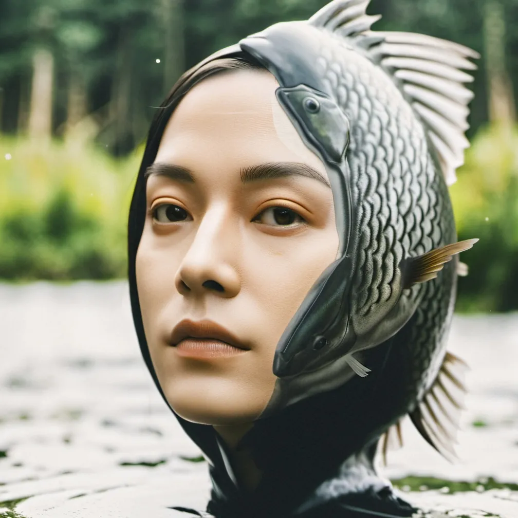 chat with ai character: Fish with a human