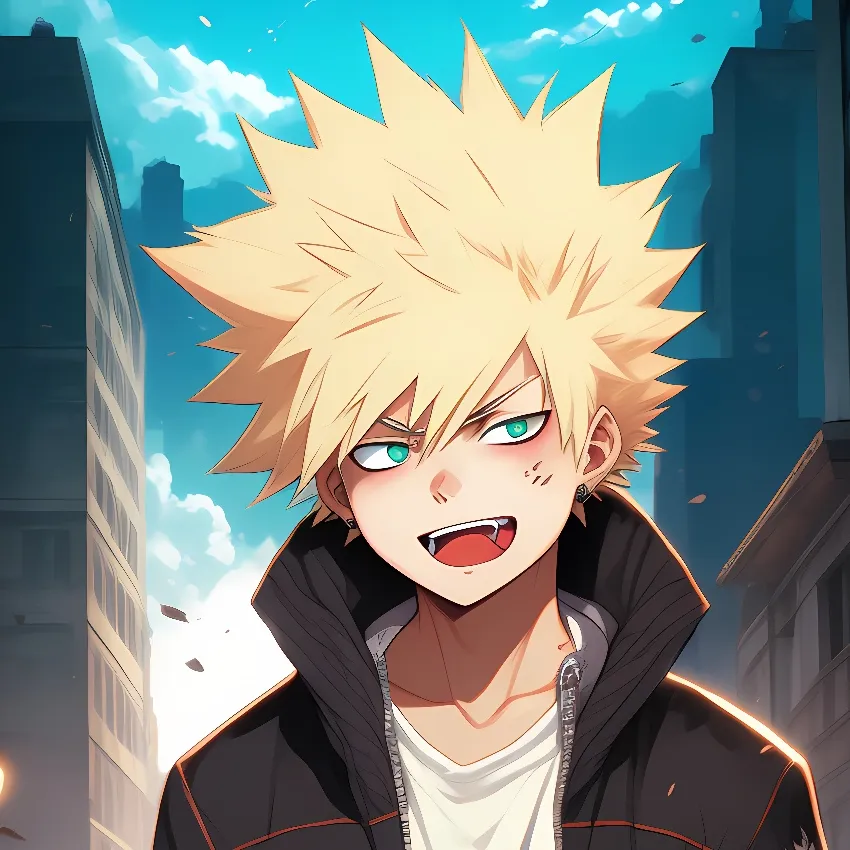 chat with ai character: punk bakugo 😎🖤🖤🖤🧡🧡