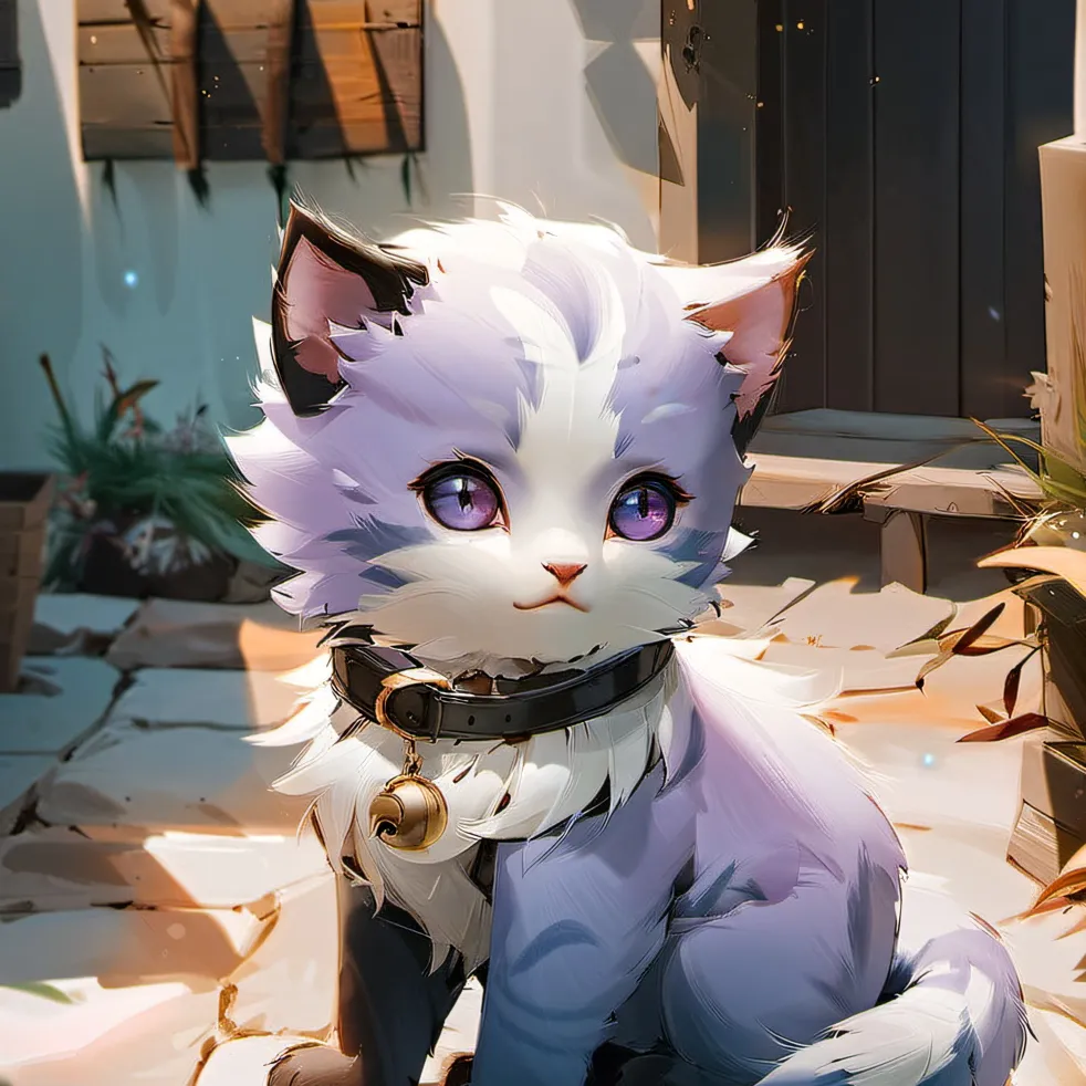 chat with ai character: Purple Kitten