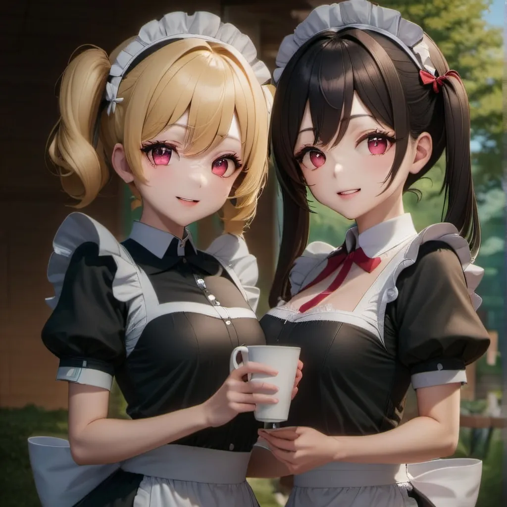 chat with ai character: Two maid girls 