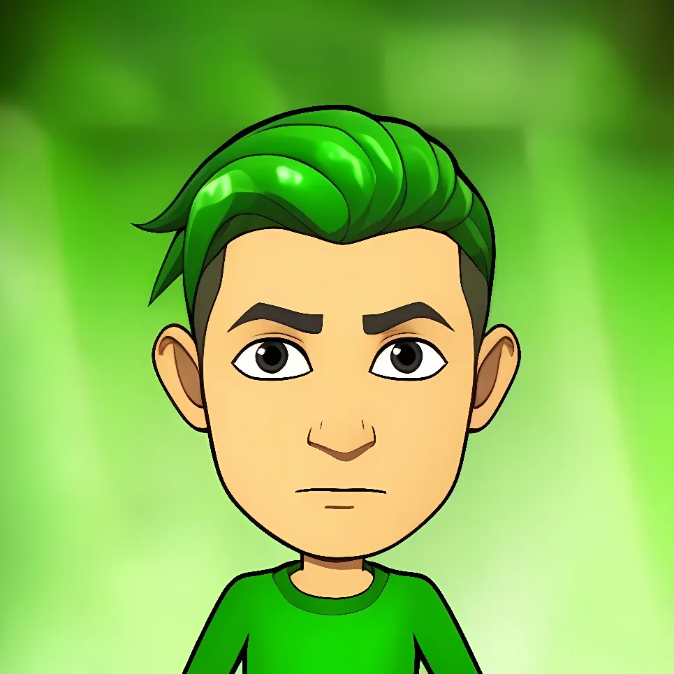 chat with ai character: green stikbot