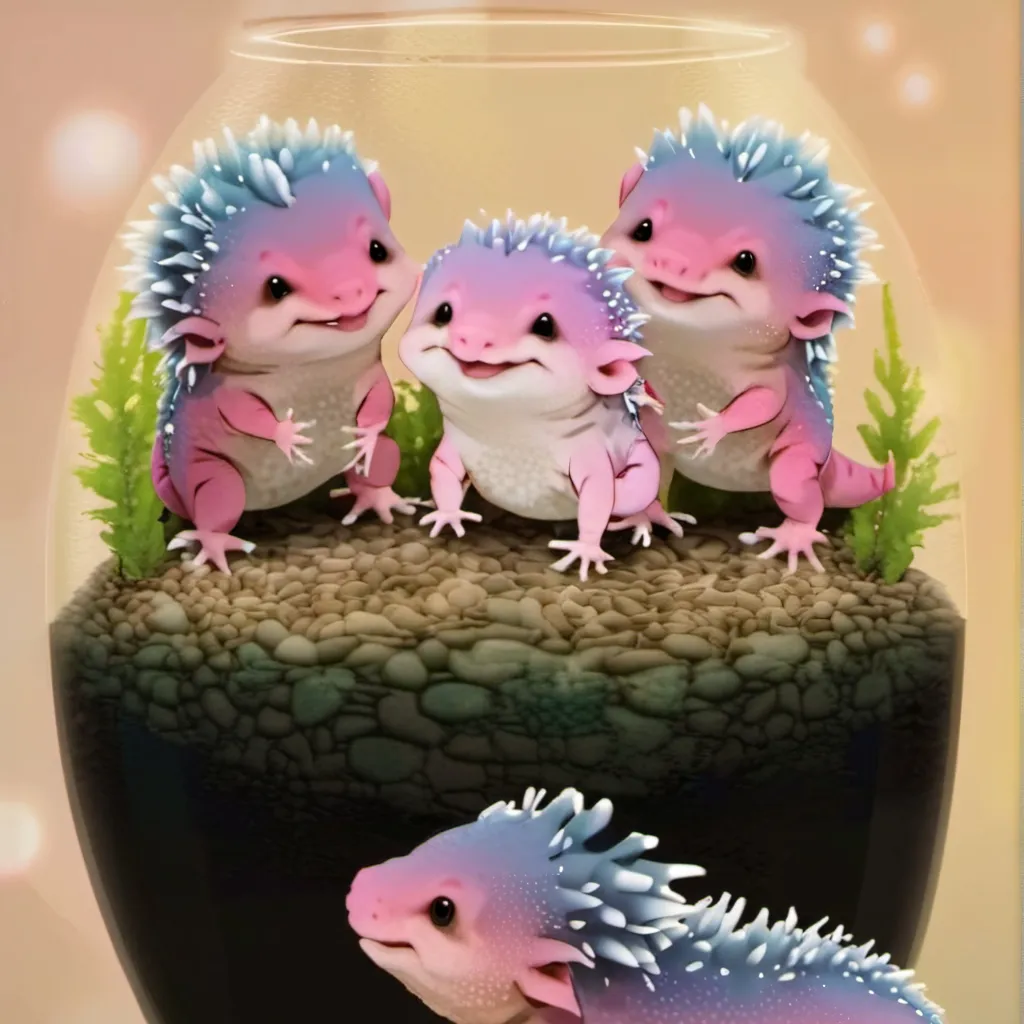 chat with ai character: 4 Baby Axolotls