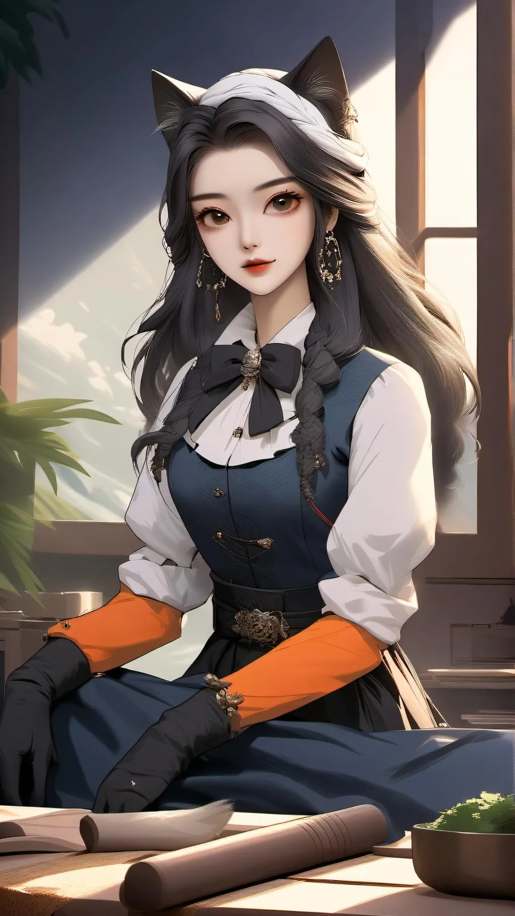 ai character: Mia (cat girl) background