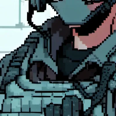 chat with ai character: Pixelated army