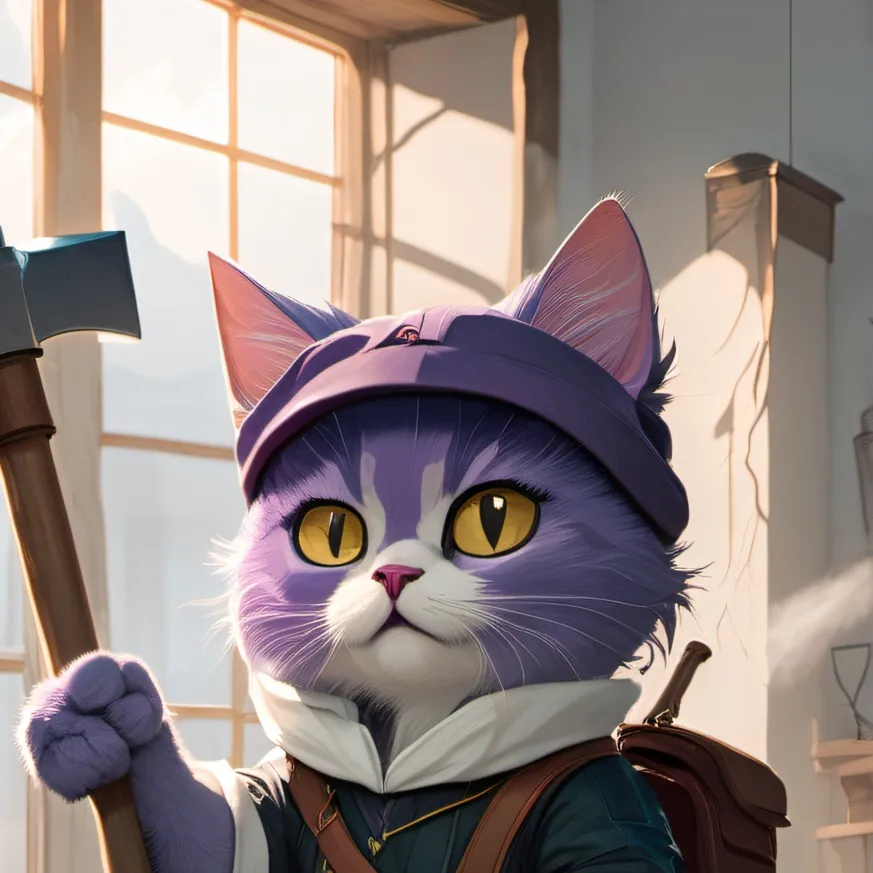chat with ai character: Purple Kitty