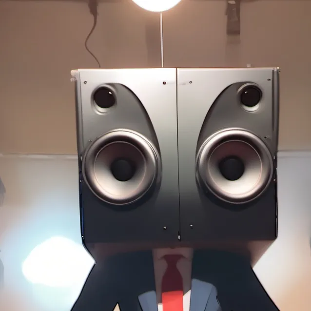 chat with ai character: Large speaker man